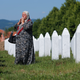 A muslim woman visits the Potocari Memorial Center in Srebrenica, Bosnia and Herzegovina, 10 July 2015. A total of 136 newly-identified Bosnian Muslims will be buried on 11 July 2015.